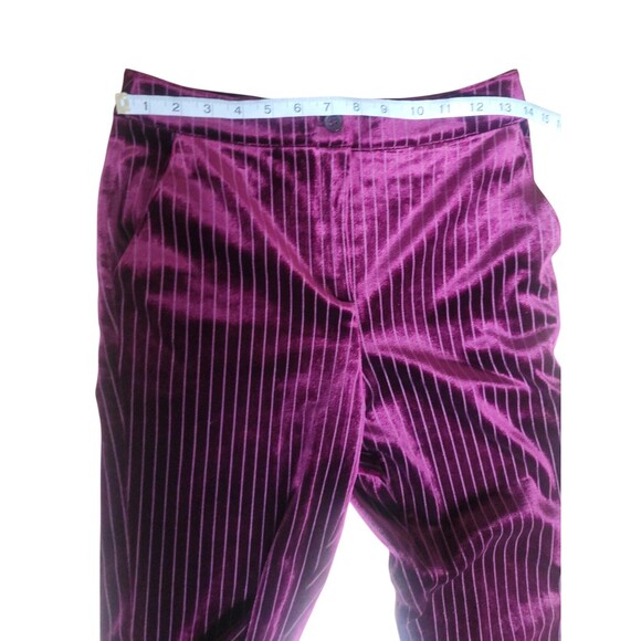 Leith Vampy Velvet Flare Pants Womens S Wine Pin Striped Whimsigoth Stretch - Picture 4 of 6